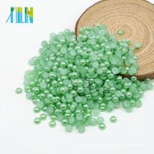 Haute qualité plat rond coloré Abs demi-vrac Faux perles pour Diy Z14 Aquamarine vert